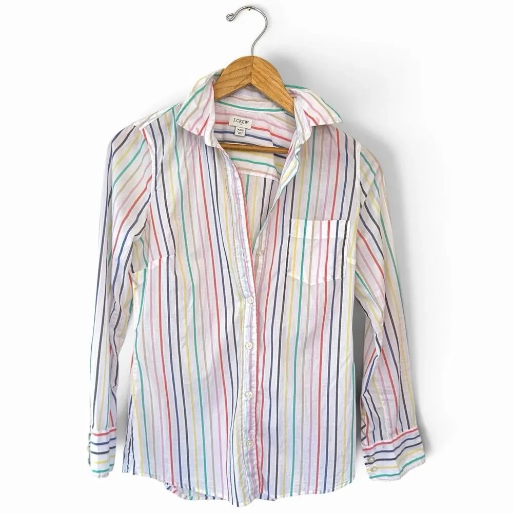 J.CREW Pastel Striped Plaid Long Sleeve Button Up XXS
